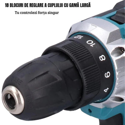 DrillMaster | Elektrická příklepová vrtačka s baterií (Kompletní německá sada)